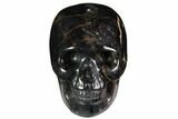 Realistic, Polished Black/Grey Agate Skull #116828-1